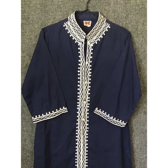 Vintage Daisy's Creations Dress Size 8 Maxi Embroidered Blue 60s Philippines - Picture 2 of 6